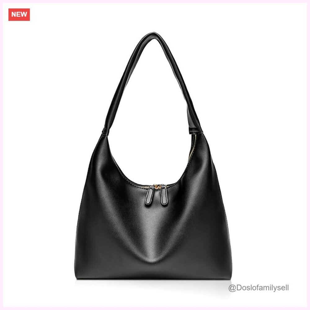 Large PU Leather Hobo Tote Bag with Zipper for Work Travel